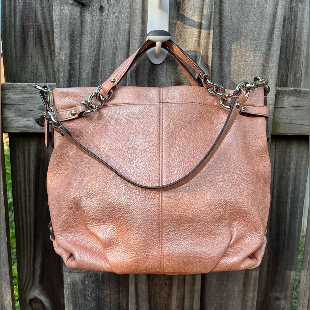 Coach Brooke Hobo Coral Pink Pebbled Leather